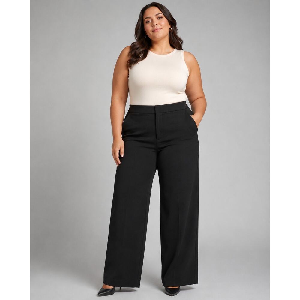 Good American Wide Leg Trousers in Black - Picture 2 of 11